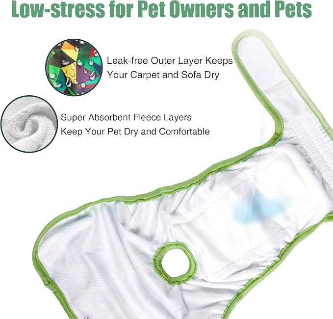 wegreeco Washable Dog Diapers (3 Pack), Highly Absorbent Dog Diapers Female for Doggie Puppy in Heat, Period, Incontinence, or Excitable (Abstract Geometrical Blue, XL)