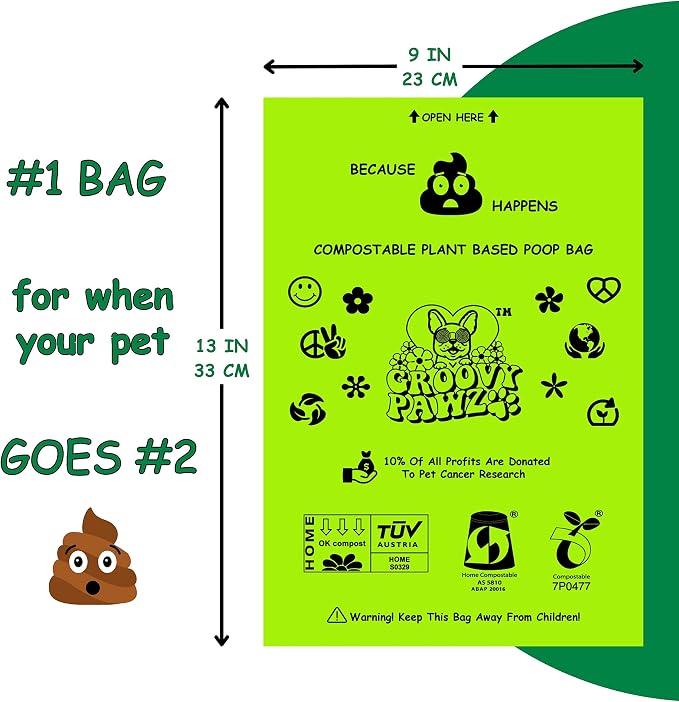 Certified Compostable Dog Poop Bags, 240 Count, Plant Based, Eco Friendly, Extra Strong, Leakproof, No Odor, Pet Supplies