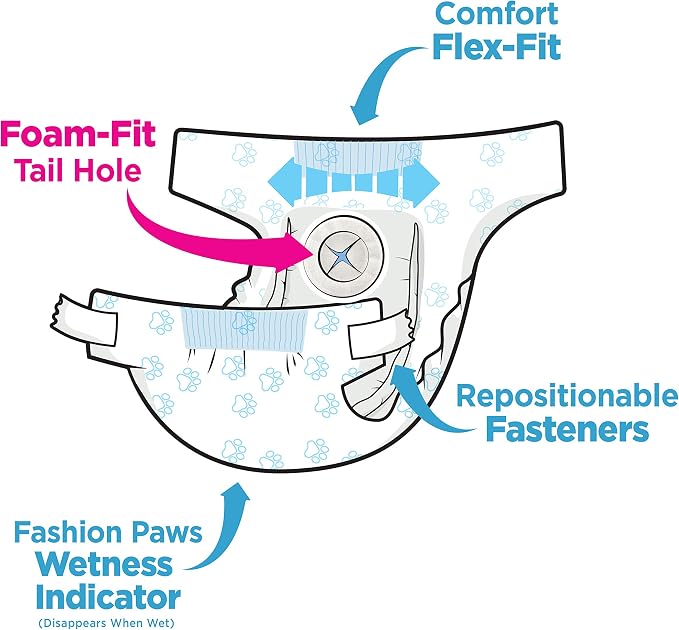 Four Paws Wee-Wee Super Absorbent Disposable Adjustable Dog Potty Training Diapers, Leak-Proof Protection for Dogs, Size Large, Over 19" Waist, 36 Count