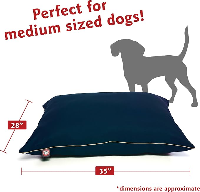 Majestic Pet Rectangle Medium Dog Bed Washable – Non Slip Comfy Pet Bed – Super Value Crate Pet Pillow – Puppy Kennel for Sleeping - Medium Breed 35 x 28 Inch – Solid Blue