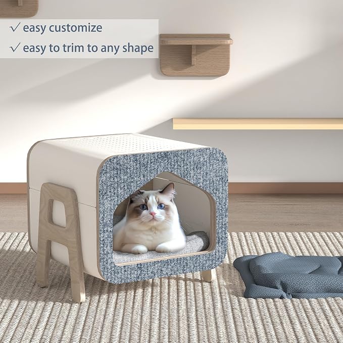 ICOOP 15.8"×160" Anti Scratch Furniture Protector Light Grey Cat Wall Scratcher Self Adhesive Couch Corner Protectors for Cats Sofa Cat Scratcher Protection DIY Scratch Mat for Claws Scratching