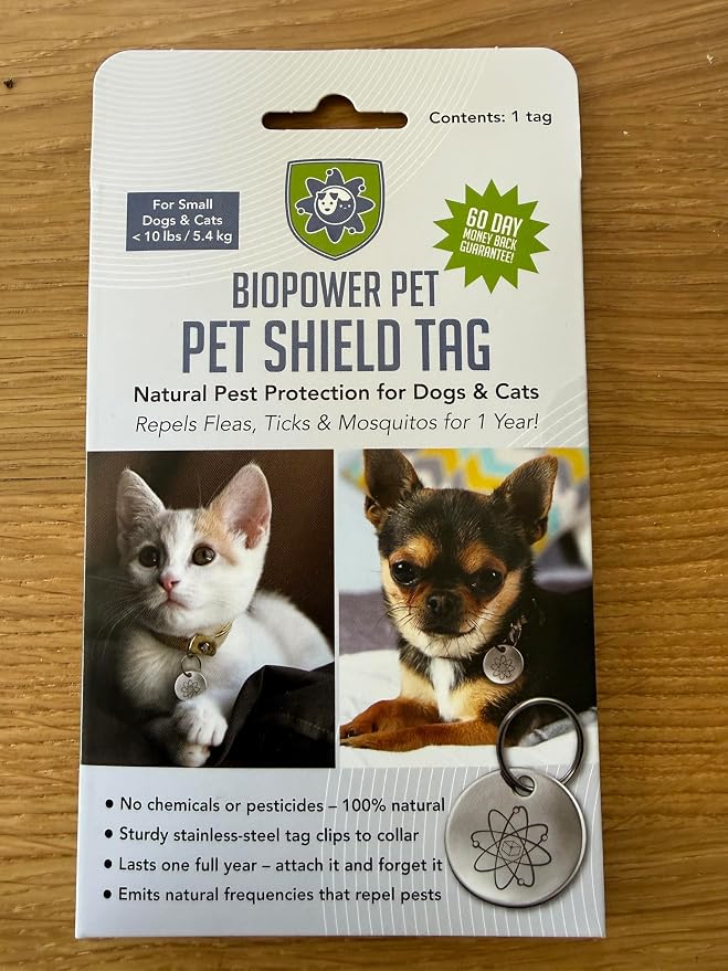 Shield Tag - Natural Flea & Tick Repellent Collar Tag for Dogs & Cats - Waterproof, Lasts 12 Months - Stainless Steel Pendant - Small Tag (<10 Lbs) - 3 Pack