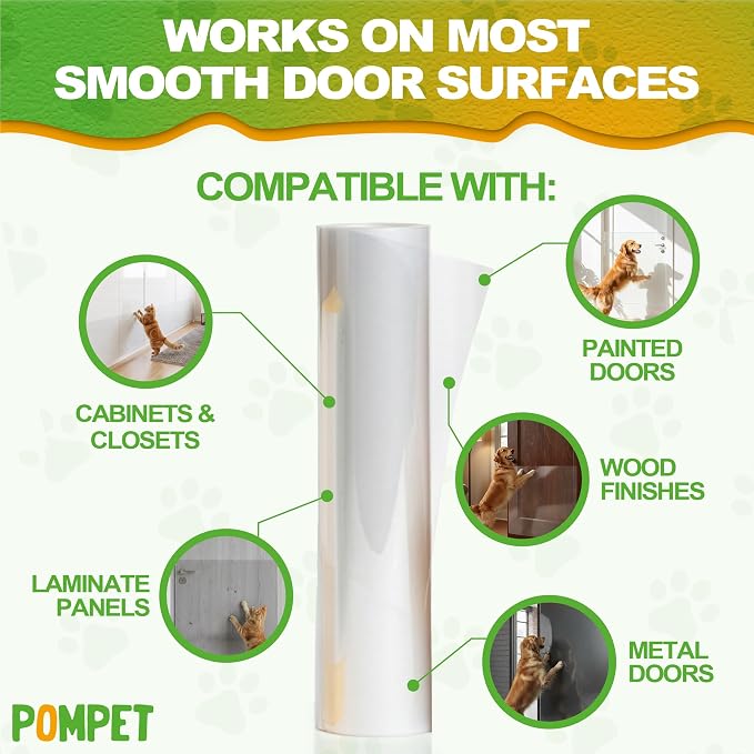 Door Protector from Dog Scratching - 12"X120" Transparent Pet Door Scratch Guard, No Residue Adhesive Dog & Cat Scratch Protector for Doors, Furniture