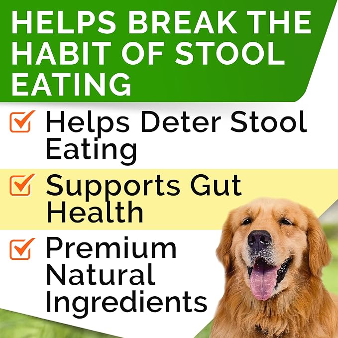 STRELLALAB No Poo Chews for Dogs - Coprophagia & Stool Eating Deterrent with Probiotics, Digestive Enzymes & Breath Aid Support - Stop Dog Poop Eating (120Ct, Turkey)