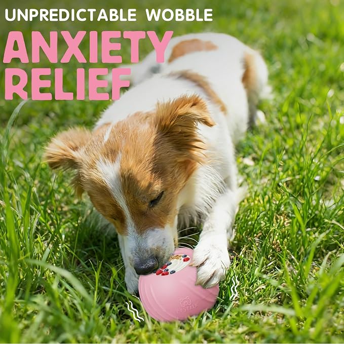 Long-Lasting Dog Lick Toy, Wobbly Dog Enrichment Lick Bowl to Keep Dogs Busy, Interactive Stuffable Dog Treat Feeder for Boredom, Silicone Treat Dispensing Chew Toy(Pink,S)