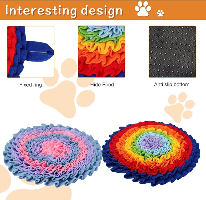 2 Pcs Snuffle Mat for Dogs, Pet Slow Feeding Interactive Toys for Smell Training, Foraging Skills, Suitable for Puppy or Cat