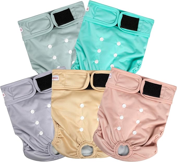Washable Reusable Female Dog Diapers(5 Pack) Small Medium Large Doggie Puppy & Doggy Dog Diaper, Period Panties in Heat X-Large Pink Purple Brown Green Blue