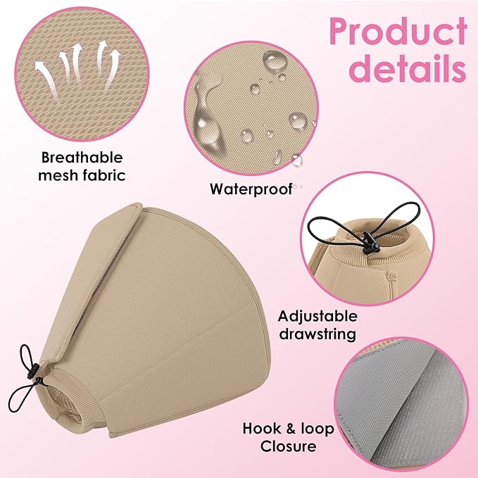 AOFITEE Soft Dog Cone Collar, Adjustable Cone for Dogs to Stop Licking, Dog Cones for Small Medium Large Dogs, Breathable Elizabethan Collar Wound Healing After Surgery(Khaki,S)