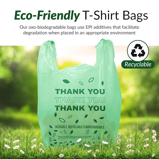 Reli. Biodegradable Thank You Bags | 525 Count (11.5" x 6.5" x 21") | Green Plastic Bags with Handles | Ideal for Grocery, Shopping, Food Take Out, Small Business | Oxo-Biodegradable Plastic