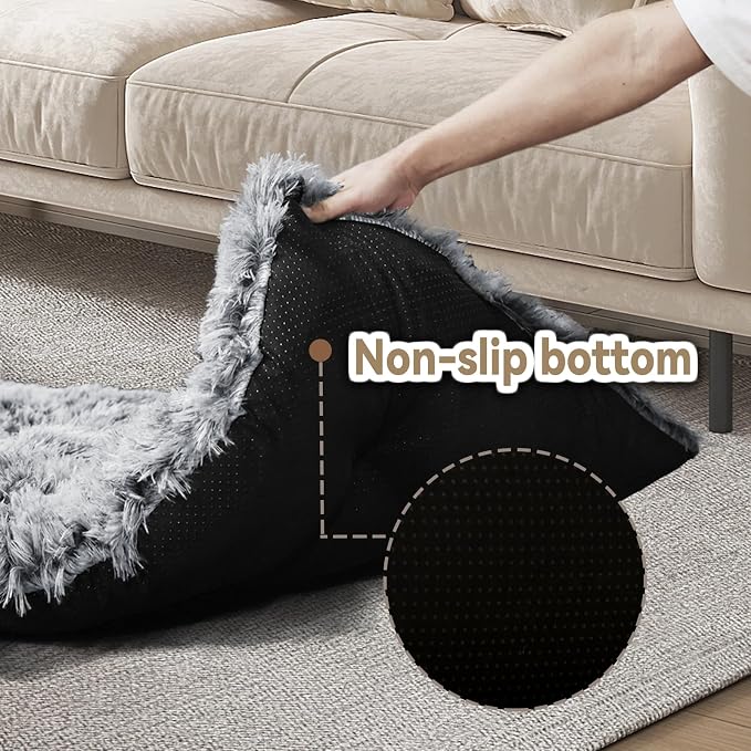 Dog Bed for Small, Medium Dogs Breeds, Deluxe Plush Dog Crate Beds, Comfy Kennel Pad, Washable Pet Sleeping Mat, Non-Slip Bottom,Grey 30 X 20 in