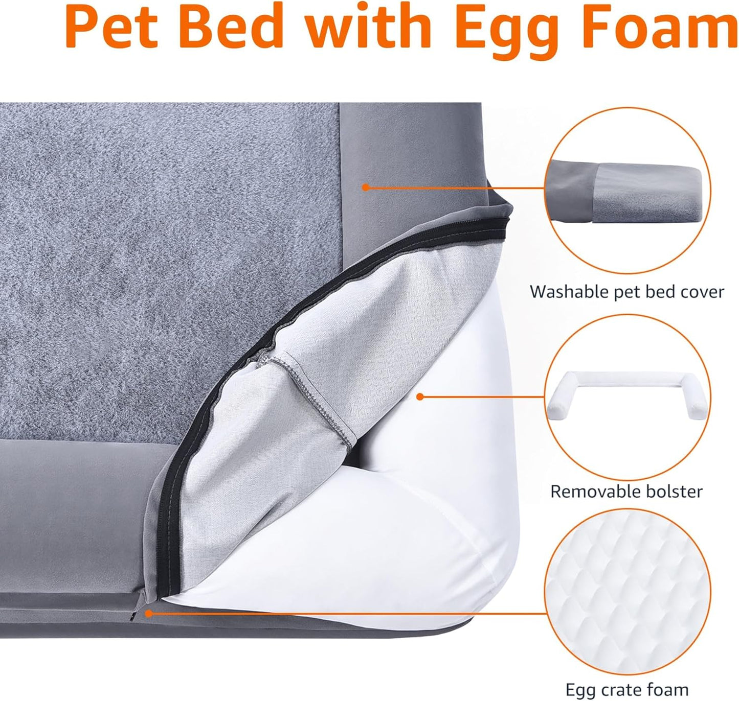 Amazon Basics Living Room Couch Dog Bed with Premium Foam, Pressure-Relief Support for Dogs up to 30lbs, Machine Washable Cover, Medium Sized (30" x 20"), Grey