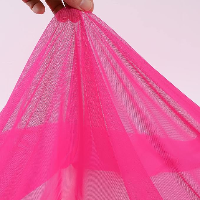 Superfine 4-Way Stretch Net Fabric Nylon Spandex Power Mesh, Pre-Cut 5 Yards Long 60" Wide, Lightweight Sheer (Hot Pink)