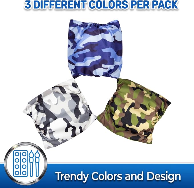 PET MAGASIN Male Dog Belly Bands Washable - Reusable Dog Diapers Male for Small Medium Large Dogs - Adjustable Wraps for Incontinence & Training - Pack of 3 (Camo, Small (13"-15" Waist))