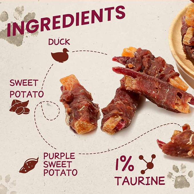 PAWUP Duck & Sweet Potato Dog Treats, Chicken Wrapped Cod Skins, Healthy Chews Snack, High in Protein