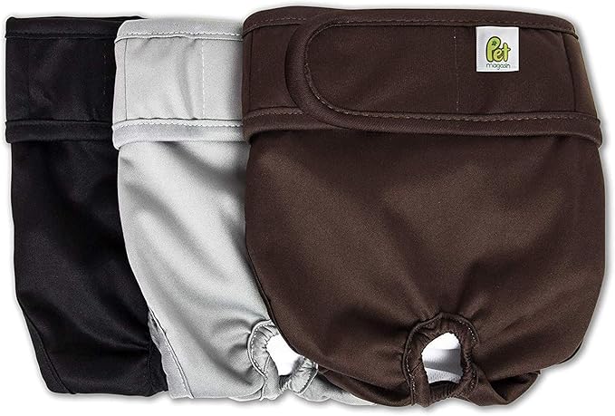 Pet Magasin® Super Absorbent Reusable Dog Diapers for Females (3-Pack) - Ideal Heat Solution, Washable Doggie Diapers for Female Dog - Perfect Doggie in Heat & Period (Original, XS (10”-12” Waist))