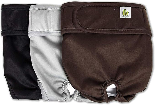Pet Magasin® Super Absorbent Reusable Dog Diapers for Females (3-Pack) - Ideal Heat Solution, Washable Doggie Diapers for Female Dog - Perfect Doggie in Heat & Period (Original, XS (10”-12” Waist))
