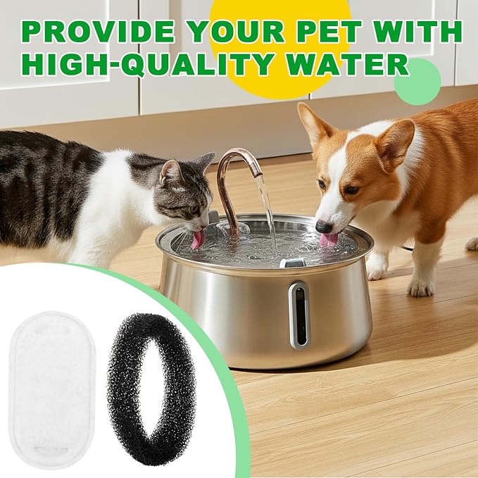 12 Pack Replacement Filters Compatible with Kittyspout, Fits 135oz/4L Cat Water Fountain, Suitable for Stainless Steel Pet Water Fountains