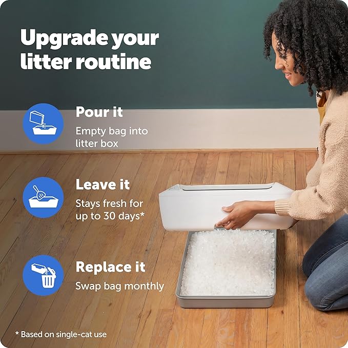 PetSafe ScoopFree Premium Crystal Cat Litter - Outperforms Clay Litter - Refill Packs - Reusable Tray Compatible - Fragrance Free - 4.3 lb Bags - 2 Pack