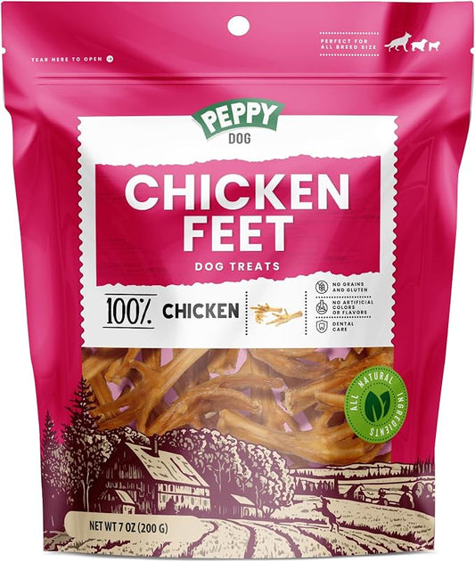 All Natural Chicken Feet Without Claws (7 oz, Approx. 10 pcs.) | Dog Treats | Dehydrated for Freshness | Supports Joint Health with Glucosamine and Chondroitin | Promotes Dental Hygiene