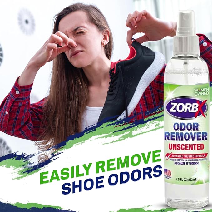 ZORBX Bundle of Odor Remover Sprays and Refill Solution - Perfect Solution for Funky and Foul Smells - All-Purpose Deodorizer Bundle - Includes 4 Odor Remover Sprays (7.5 Fl Oz) & Gallon (128 Fl Oz)