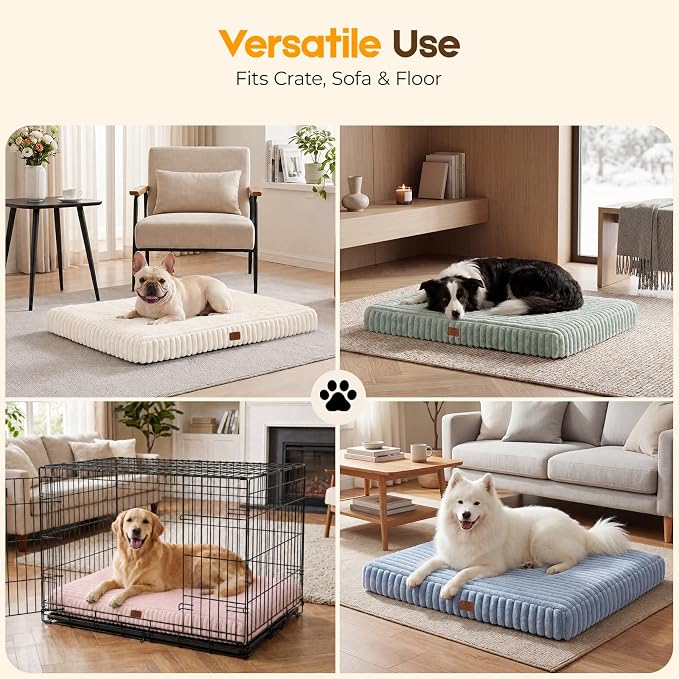 Orthopedic Dog Bed for Medium Dog, Waterproof Pet Bed,Non-Slip Bottom and Egg-Crate Foam with Removable Washable Cover Crate Bed,Green,30"x20"x3"