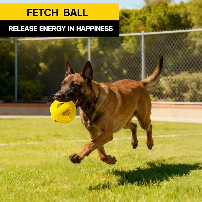 PetiFine Tough Dog Balls, Large Dog Toys for Aggressive Chewers, Interactive Dog Toy Balls Outdoor, Chew Toys for Medium Large Breed Non-Toxic Natural Rubber, 4.5"