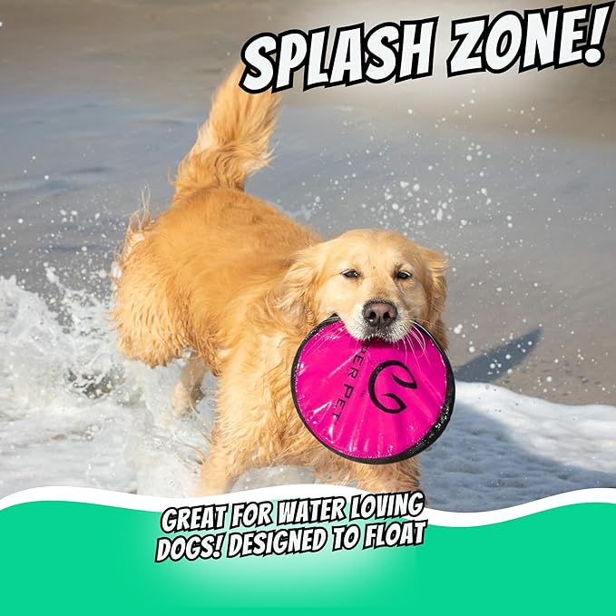 Hyper Pet Flippy Flopper Dog Interactive Dog Toys [Flying Disc Fetch Toy Floats in Water & Safe on Teeth] (Colors Will Vary), Multicolor, 9"