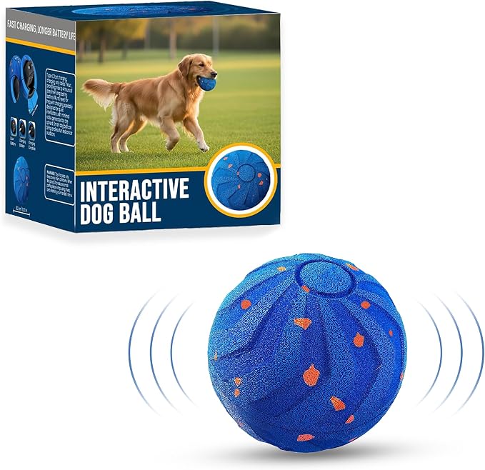Smart 2-Mode Automatic Rolling Bouncing Dog Toy - Small, Medium, Large Giant Dogs - IPX7 Waterproof Chew-Resistant E-TPU - USB-C Fast Charging - Boredom & Anxiety Relief