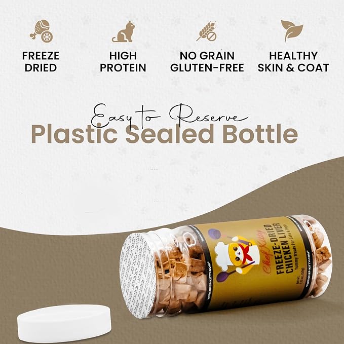 Chicken Liver Dog Treats | Freeze Dried Liver Treats for Dogs, 100% Human Grade, Single Ingredient | Grain-Free Kitten Treats, High Protein | No Additives or Preservatives | Tested in USA | 1.7 oz