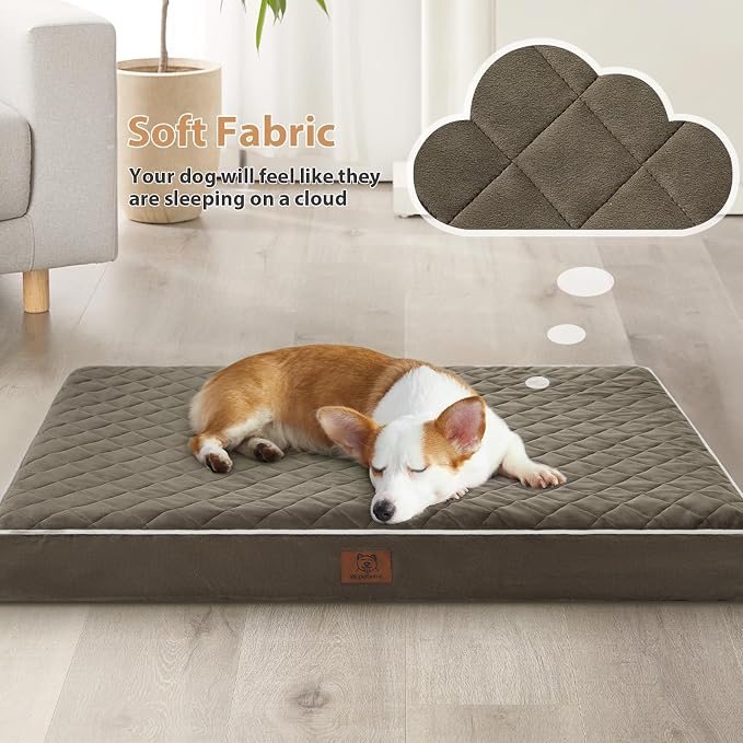 WNPETHOME Orthopedic Dog Bed for Crate, Waterproof Extra Large Dogs Bed with Removable Washable Cover, Multi-Needle Quilting Dogs Crate Beds