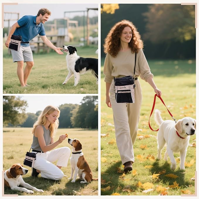 Dog Treat Pouches Training Walking Bag, Dog Training and Behavior Aids, Large Space for Pets Food, Durable Polyester Fabric, 3 Ways to Wear, Portable Pet Bagand Easy to Clean (Ginger)