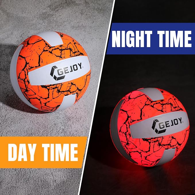 Gejoy Glow in The Dark Ball Gift, LED Light up Basketball Football Volleyball Official Size Ideal Gift for Adult Man Outdoor Sport Birthday Accessories Stuff