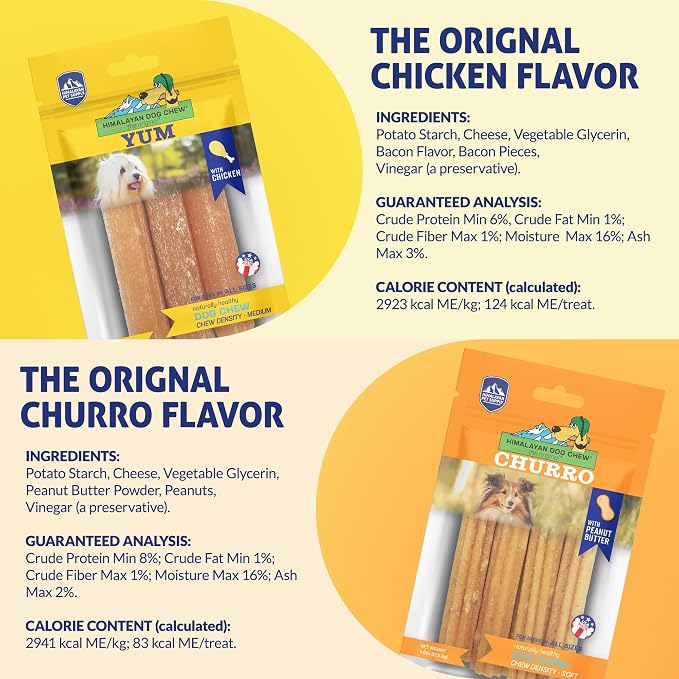 Himalayan Dog Chew Variety Pack, 5 Assorted Dog Chews for All Breeds & Sizes, Soft to Medium Density, Yak Cheese & Yogurt Treats, Grain & Lactose Free