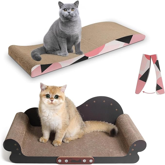 ComSaf Cat Scratcher Carboard for Indoor Cats, Cat Scratcher Lounge to Protect Furniture，Wide Cat Scratching Pad Modern Corrugate Cardboard
