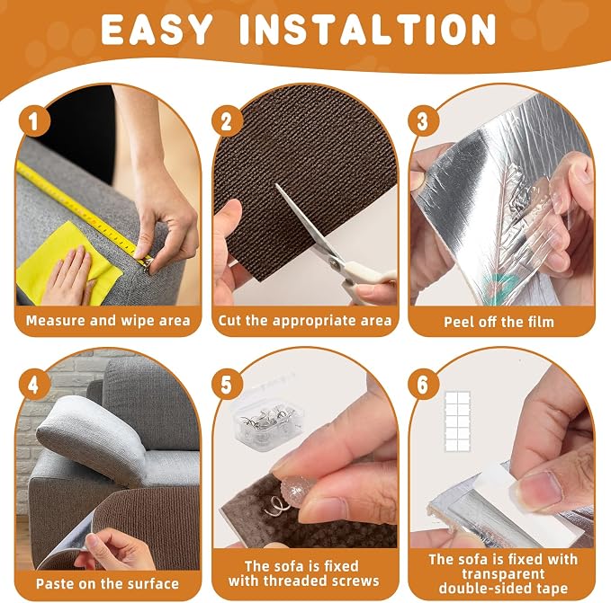 2pack Cat Scratch Couch Furniture and Wall Protector | Adhesive Cat Scratch Pad for Covering Cat Tower, DIY Climbing Cat Scratcher Couch Protector from Cat Claws Scratching (Brown)