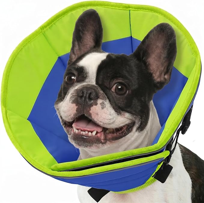 Dog Cones for Medium Dogs, Soft Cone for Dogs to Stop Licking, Comfy Dog Cone with Elastic Collar Loop, Recovery E-Collar Alternative for Wound Healing After Surgery, Blue M