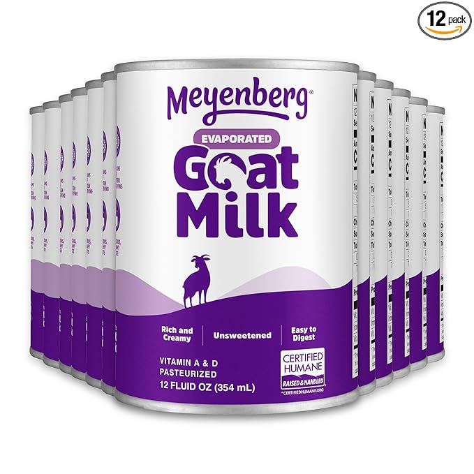 Meyenberg Evaporated Goat Milk, 12 fl oz, Certified Humane, Easy to Digest, Vitamin D, 12pk