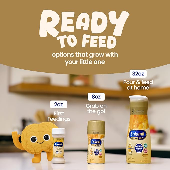 Enfamil NeuroPro Ready to Feed Baby Formula, Brain Building Duo DHA & MFGM, Exclusive Immune Supporting HuMO6 Blend, Enfamil Ready to Feed Infant Formula, 2 fl oz, Case of 48, Total 48 bottles