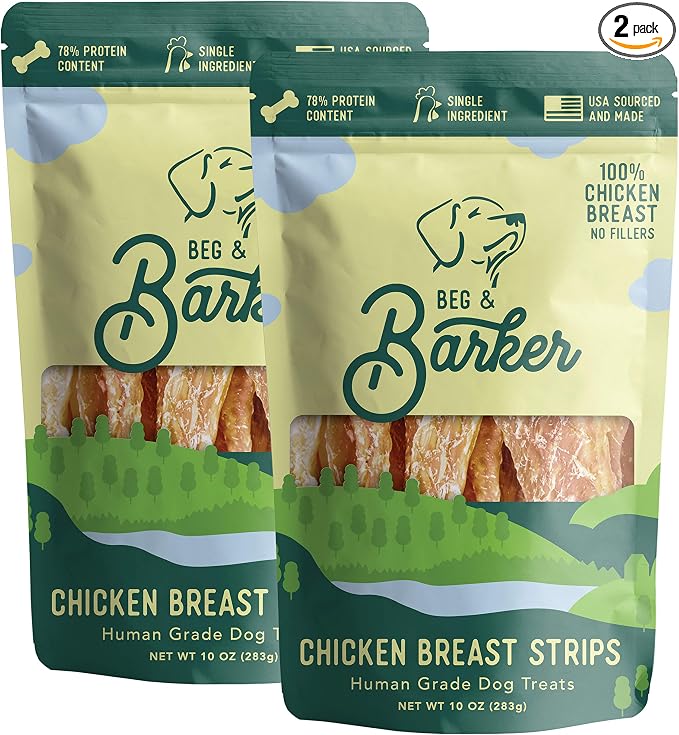 Beg & Barker Chicken Jerky for Dogs (10 Ounce, Pack of 2) - Dog Training Treats - Natural Dog Treats Made in The USA - Grain Free, Diabetic-Friendly, High Protein, Sugar-Free
