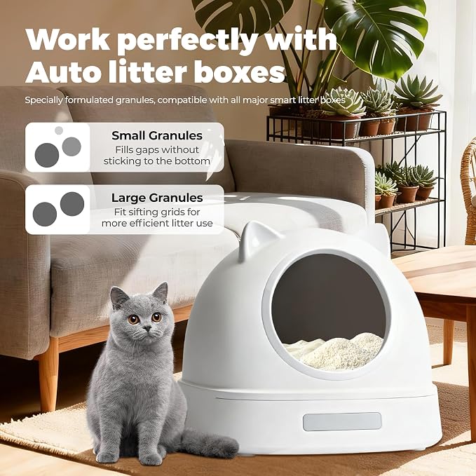 G&S Upgrade Tapioca Cat Litter – Rapid Clumping, 99.9% Dust-Free, Flushable, pH Health Test Indicator, Automatic Litter Box Friendly, Non-Stick, Unscented, 5.5lb × 3 Bags