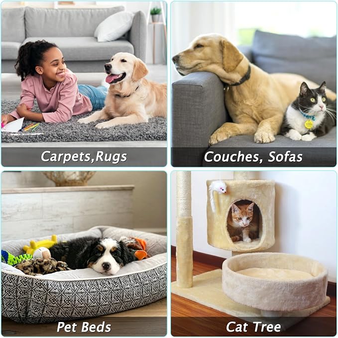Carpet Rake for Pet Hair Removal - Reusable Pet Hair Remover, 60” Adjustable Long Handle Cat Dog Carpet Rake Scraper with Patented Design, Dog Hair Rake Brush for Rugs, Mats