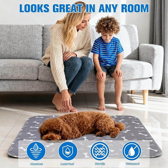 2 Pack Puppy Pads with Pheromones,Washable Puppy Pads for Dogs,Leak-Proof & Anti-Slip,Reusable Absorbent Dog Training Pad for for Playpen,Whelping Box,Potty Training (15.7" × 23.6")