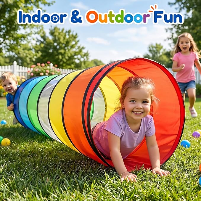 Kids Play Tunnel Tent for Toddlers, Colorful Pop Up Crawl Tunnel Toy for Baby or Pet with Breathable Mesh, Collapsible Gift for Boy and Girl Play Tunnel Indoor and Outdoor Game