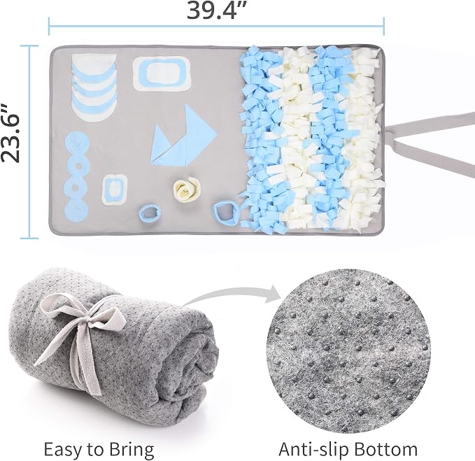 TwoEar Snuffle Mat for Dog, Nosework Mat, Interactive Activity Puzzle Toy, Great for Stress Release, Enrichment Blanket, Pet Activity/Toy/Play Mat, Machine Washable, for Small Medium Large Dog
