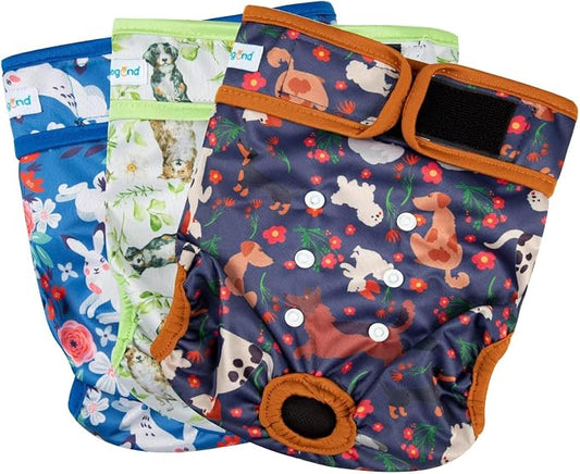 Paw Legend Washable Reusable Female Dog Period Diapers for Heat Doggie Puppy Diapers for Female Dogs (3 Pack, Medium)