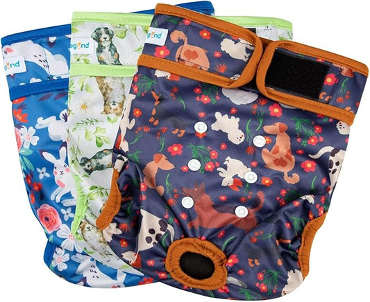Paw Legend Washable Reusable Female Dog Period Diapers for Heat Doggie Puppy Diapers for Female Dogs (3 Pack, Small)