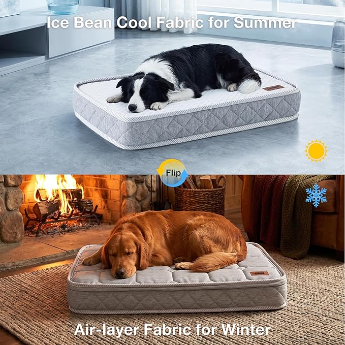 ZOMISIA Breathable Orthopedic Dog Bed for XL Dog, Reversible Warm & Cooling Dog Bed Mattress for All Season, 4" Thick Honeycomb Supportive Pet Bed with Detachable Non-Slip Bottom, Waterproof Cover