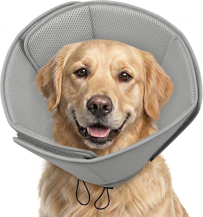 AOFITEE Soft Dog Cone Collar Anti-Licking, Dog Cone Alternative After Surgery, Elizabethan Cones for Large Dogs Post-Surgery, Neuter Recovery Pet Dogs E-Collar(Grey,X-Large)