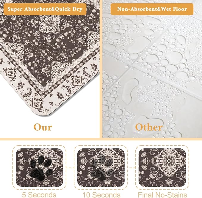 Dog Food Mat for Floors Waterproof Quick Dry Pet Placemat Cat Feeding Bowls Mats for Food and Water, Eco-Friendly Dog Accessories Diatomite Pets Supplies 12" X 20"