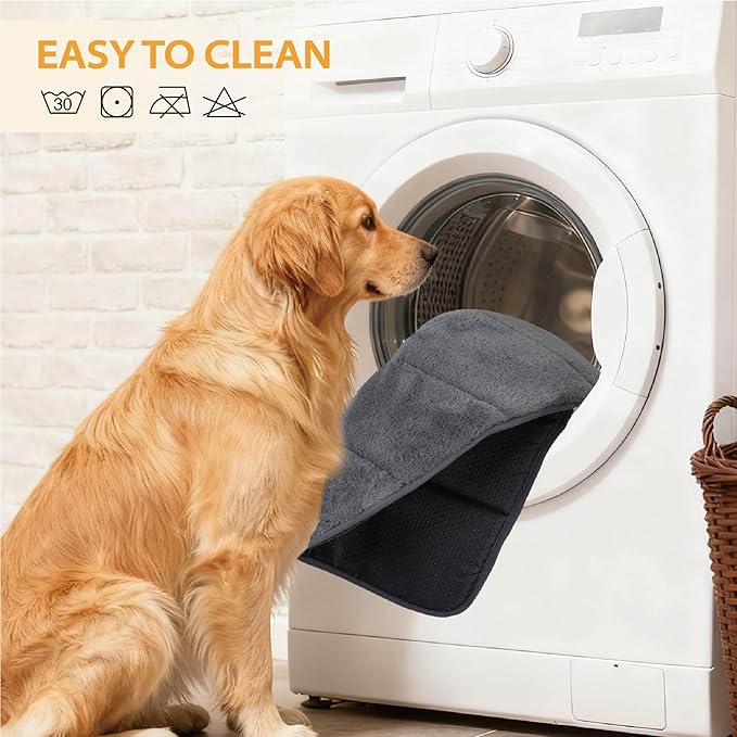 Dog Crate Pad for Large Dog - 35"x23" Memory Foam Dog Bed, Washable & Anti-Slip Dog Bed Mat, Ultra Soft Kennel Pad for Dogs Cozy Sleeping Mat, Grey